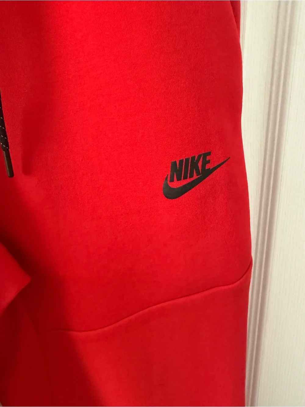 Nike Kids Red Fleece Joggers with Black Logo